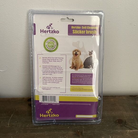 Hertzko Self Cleaning Slicker Pet Brush Dogs Cats Purple New with box damage - Picture 2 of 3